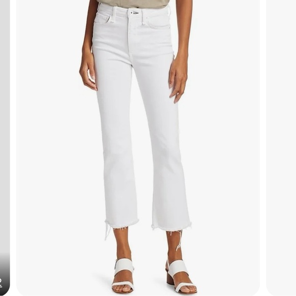 Rag and Bone Nina high rise flared cropped white jeans